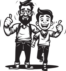 Joyful Journeys Father Son Iconic Emblem Precious Memories Cartoon Vector Emblem