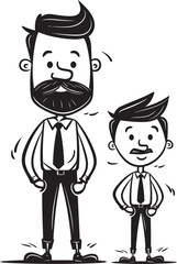 Daddys Joy Happy Dad and Son Emblem Cheerful Connection Cartoon Vector Graphic