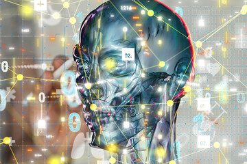digital medical futuristic interface 3D rendering
