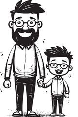 Fun filled Memories Cartoon Iconic Design Cherished Moments Father Son Vector Emblem