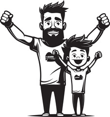 Playful Partners Cartoon Symbolic Emblem Heartfelt Happiness Father Son Vector Symbol