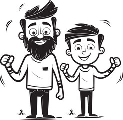 Loving Laughter Cartoon Emblematic Design Family Fun Happy Family Emblem