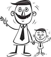 Daddys Delight Happy Father and Son Icon Fun filled Adventures Cartoon Vector Symbol