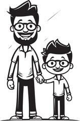 Heartfelt Happiness Cartoon Iconic Design Loving Laughter Father Son Emblematic Emblem