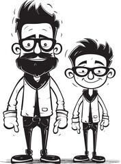 Smiles Together Happy Family Logo Daddys Boy Cartoon Vector Icon