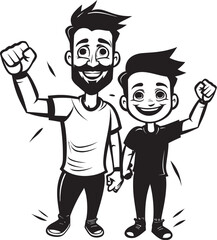 Loving Laughter Cartoon Iconic Design Family Fun Father Son Vector Design