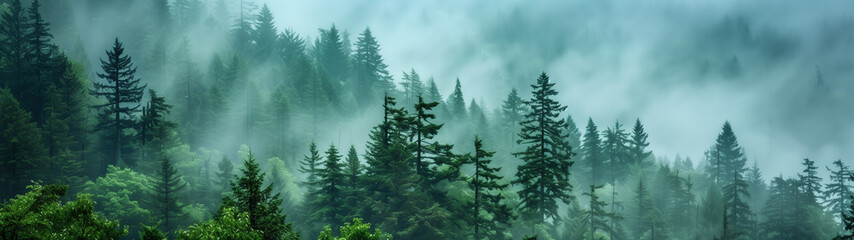 Nature’s Majesty: A Dense Forest in the Pacific Northwest - obrazy, fototapety, plakaty