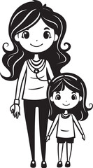 Moms Joyride Happy Mom and Daughter Logo Sweet Smiles Cartoon Iconic Graphic