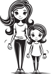 Blissful Bond Mother Daughter Vector Emblem Mommys Love Cartoon Iconic Symbol