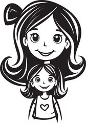 Heartfelt Bond Mother Daughter Vector Symbol Loving Laughter Cartoon Emblematic Design