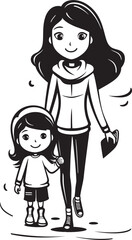 Cherished Moments Happy Family Vector Moms Little Princess Cartoon Iconic Emblem