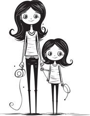 Moms Little Princess Cartoon Iconic Emblem Sweet Smiles Mother Daughter Emblematic Design