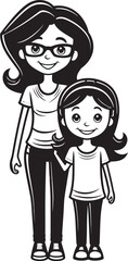 Obraz na płótnie Canvas Blissful Motherhood Mother Daughter Iconic Emblem Smiling Together Cartoon Vector Symbol