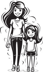 Playful Parenting Happy Family Logo Moms Little Girl Cartoon Graphic Icon