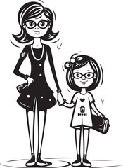 Cherished Memories Mother Daughter Vector Design Moms Joyful Expressions Cartoon Emblematic Symbol