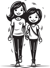 Moms Joyride Mother Daughter Vector Symbol Cherished Memories Cartoon Symbolic Design