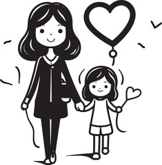 Blissful Bond Cartoon Vector Emblem Mommys Love Happy Family Graphic