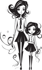 Blissful Bond Cartoon Vector Symbol Mommys Love Happy Family Logo