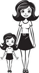 Cherished Memories Cartoon Symbolic Design Moms Little Girl Happy Family Icon