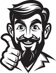 Joyful Point Cartoon Finger Symbolism Animated Gesture Mans Finger Iconic Emblem