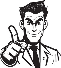 Playful Pointer Mans Finger Emblematic Design Communicative Cartoon Finger Sign Iconic Symbol