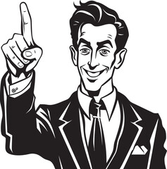 Joyful Point Finger Gesture Vector Emblem Animated Gesture Mans Finger Iconic Pose