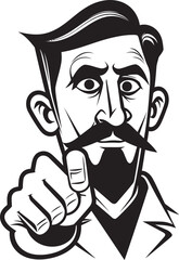 Communicative Cartoon Mans Sign Iconic Emblem Joyful Point Cartoon Gesture Vector Graphic