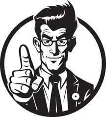 Playful Poses Mans Finger Emblem Dynamic Direction Cartoon Character Icon