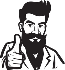 Symbolic Pose Cartoon Vector Symbol Playful Expression Finger Sign Design