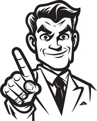 Interactive Communication Mans Finger Graphic Symbolic Pose Cartoon Vector Symbol