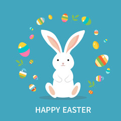 Happy Easter Card With Rabbit