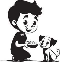 Heartfelt Moments Cartoon Logo Design Best Friends Forever Boy and Puppy Vector Emblem
