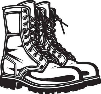 black and white combat boots clip art preview