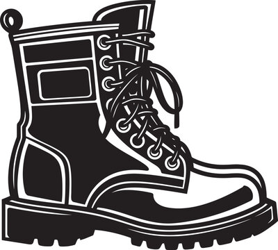 black and white combat boot clip art preview