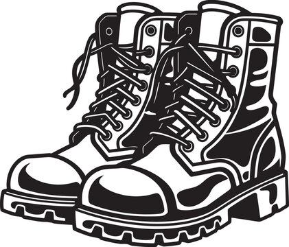 black and white combat boots clip art preview