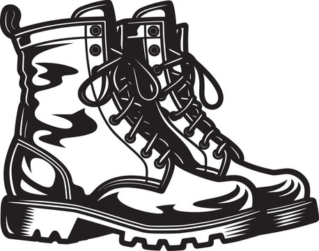 black boots drawing, lace-up, side view clip art preview