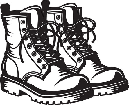 black and white combat boots clip art preview