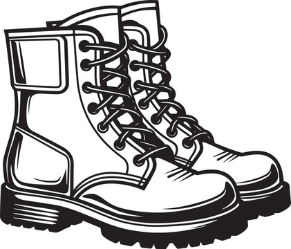 black and white combat boots clip art preview