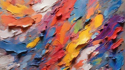 brush strokes of multicolored paint brightly, beautiful - 755147219