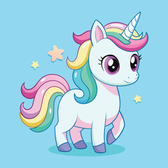 Cute Unicorn Surprised Cartoon Vector Icon Illustration