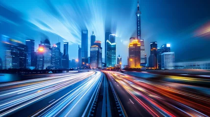 Outdoor-Kissen fictional the light trails on the street in shanghai china. © de-nue-pic