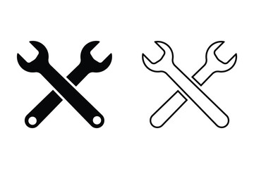 Crossed wrench spanner vector illustrations