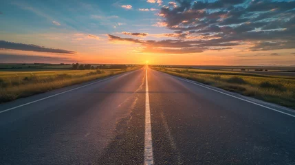 Foto auf Acrylglas landscape scene and sunrise above road © de-nue-pic
