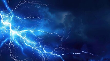 bright lightning on a dark blue background