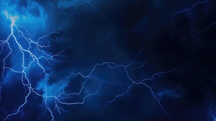Bright lightning bolts fork across the night sky - obrazy, fototapety, plakaty