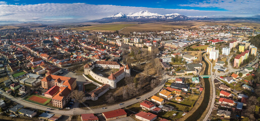 The town of Kezmarok with views of High Tatras, Slovakia - 755148266