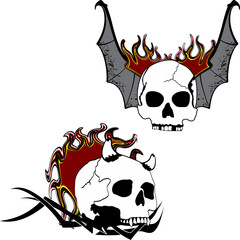 winged skull gotic tattoo pack collection sticker in vector format