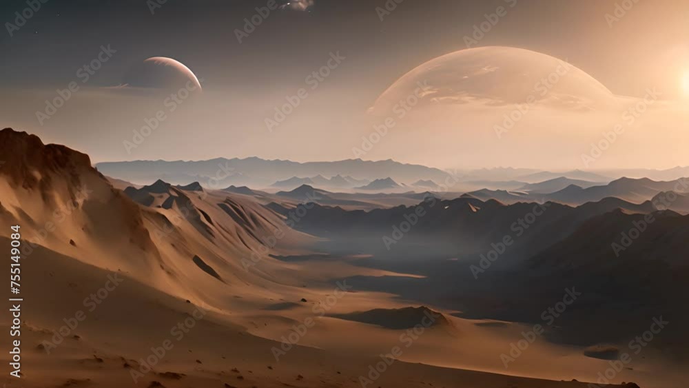 Poster alien landscape in the outer space generative ai