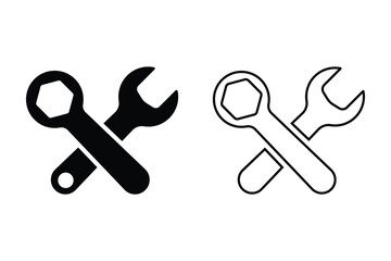 Crossed wrench vector illustration, spanner icons