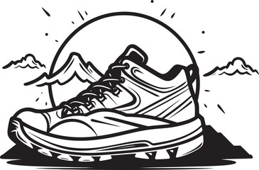 Outdoor Explorer Iconic Logo Design Trekking Triumph Vector Shoe Emblematic Symbol
